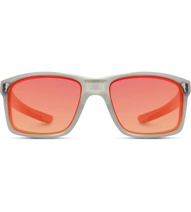 Goggle Polarized Driving Sunglasses - Clear Grey Frame / Mirror Red Lens - CJ18IGKHS6C $26.39