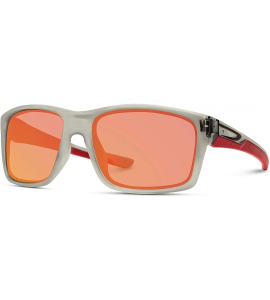 Goggle Polarized Driving Sunglasses - Clear Grey Frame / Mirror Red Lens - CJ18IGKHS6C $26.39