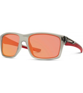 Goggle Polarized Driving Sunglasses - Clear Grey Frame / Mirror Red Lens - CJ18IGKHS6C $26.39