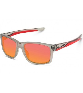 Goggle Polarized Driving Sunglasses - Clear Grey Frame / Mirror Red Lens - CJ18IGKHS6C $26.39