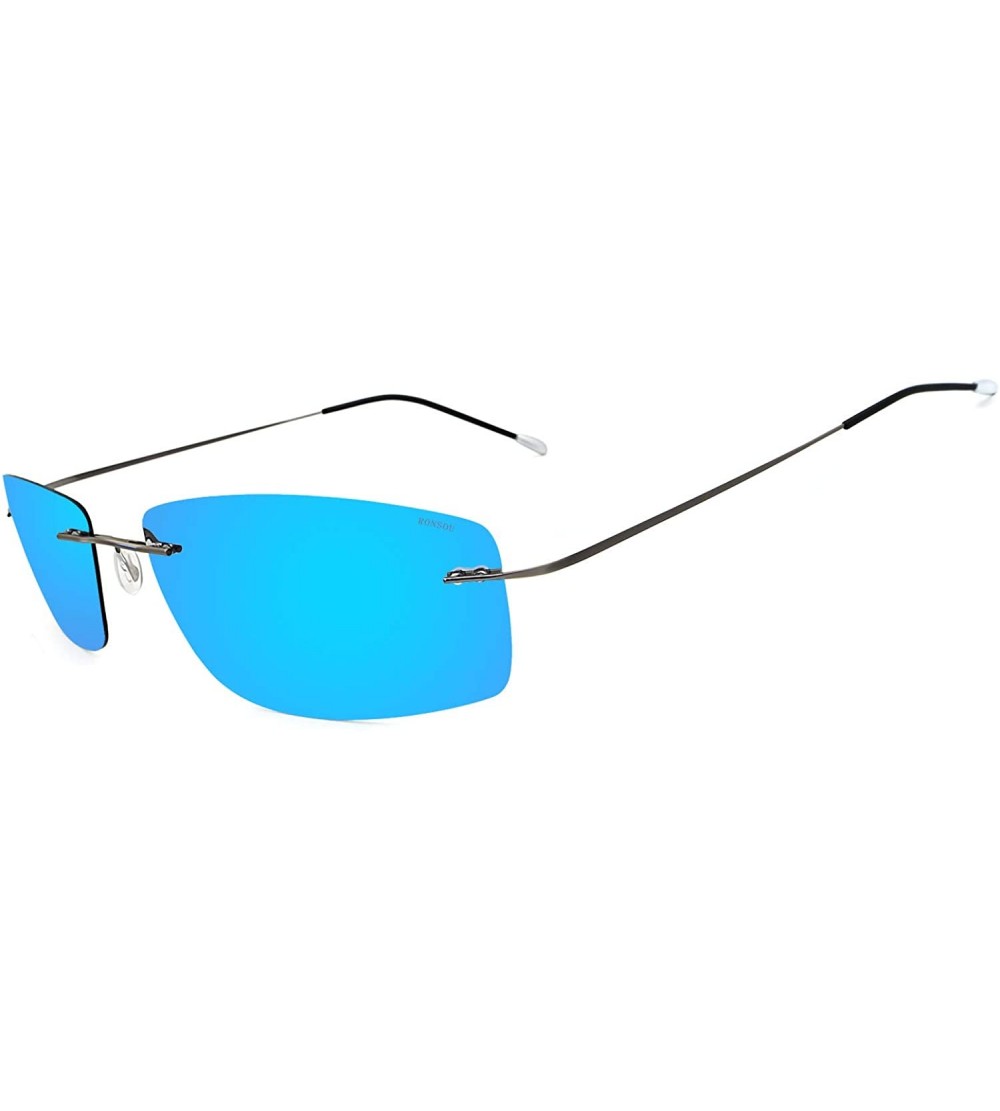 Oversized Rimless Oversized Polarized Sunglasses for Women Men Rectangular Titanium Frameless Fashion Sports Shades - CX18MHU...