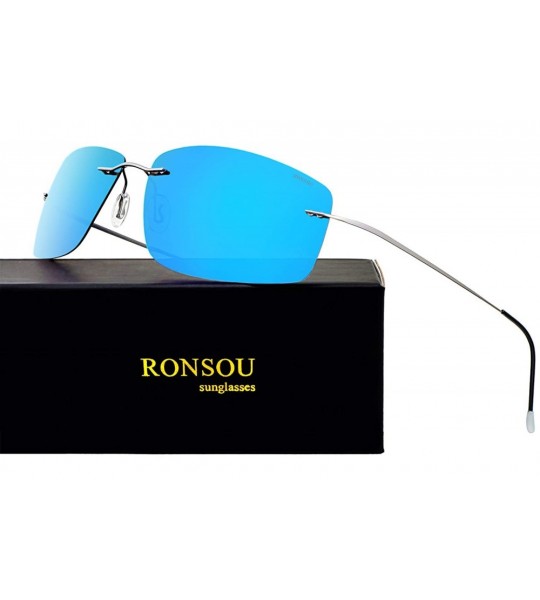 Oversized Rimless Oversized Polarized Sunglasses for Women Men Rectangular Titanium Frameless Fashion Sports Shades - CX18MHU...