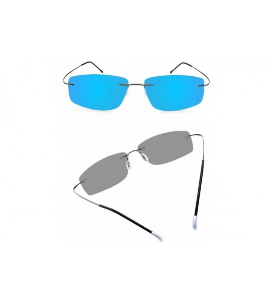 Oversized Rimless Oversized Polarized Sunglasses for Women Men Rectangular Titanium Frameless Fashion Sports Shades - CX18MHU...