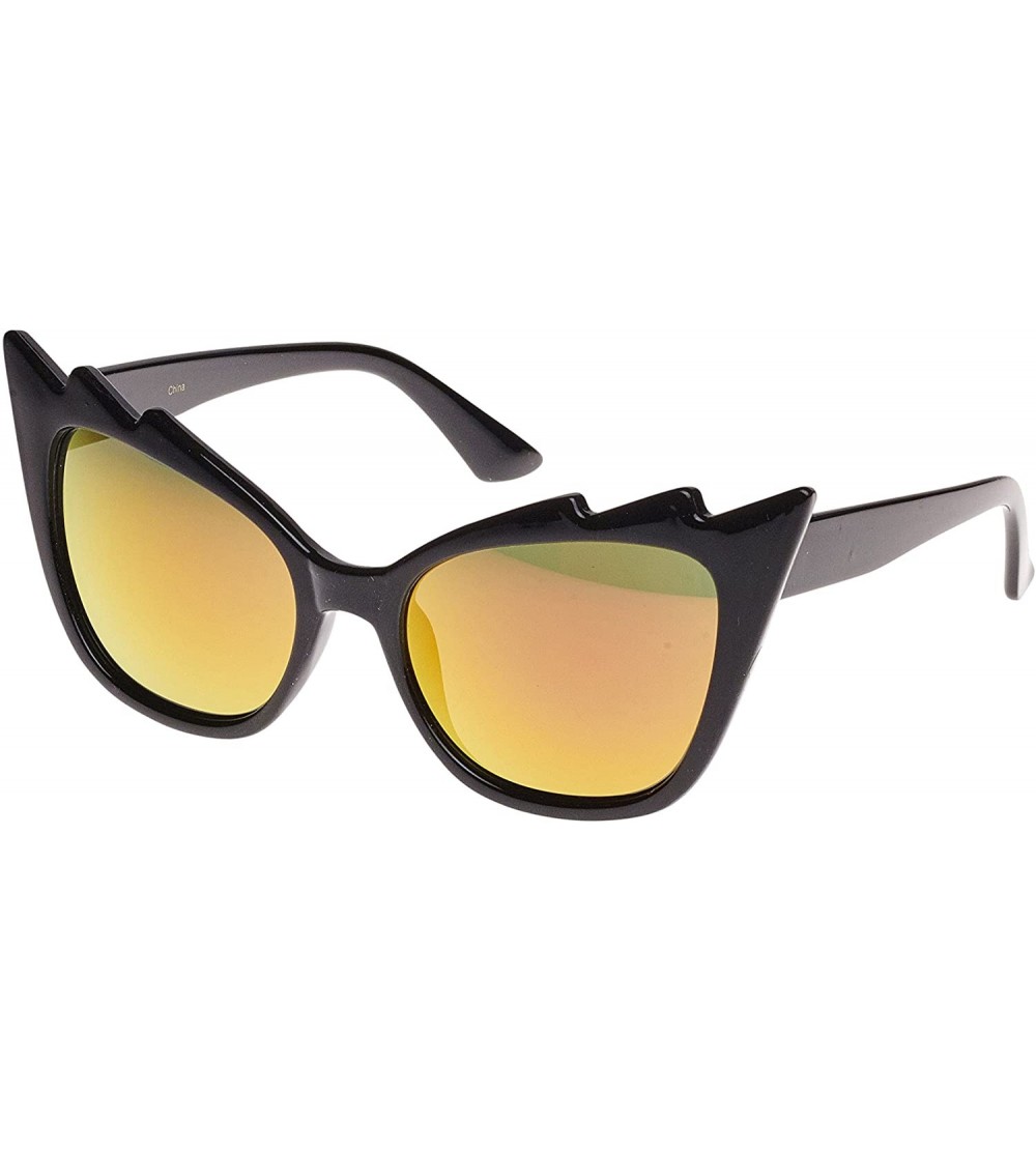 Oversized Gotham Cat Eye Style Sunglasses - Mirror - CM12JSJZFLT $38.35