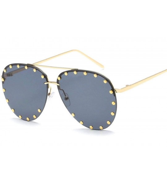 Oversized Women Men Fashion Eyewear Unisex Trendy Rivet Sun Glasses Sunglasses UV400 - 5 - C018W9KHQGG $43.89