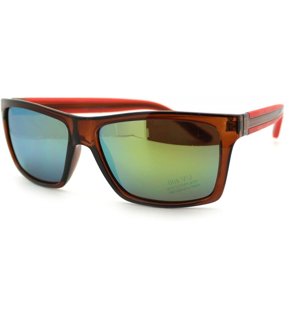 Rectangular Men's Fashion Sunglasses Sporty Casual Rectangular Frame - Brown Red - CB11OGVYVD3 $20.63