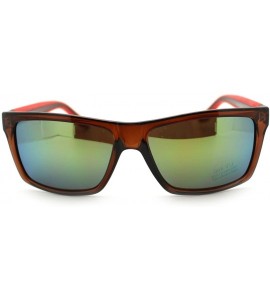 Rectangular Men's Fashion Sunglasses Sporty Casual Rectangular Frame - Brown Red - CB11OGVYVD3 $20.63