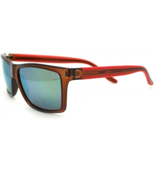 Rectangular Men's Fashion Sunglasses Sporty Casual Rectangular Frame - Brown Red - CB11OGVYVD3 $20.63