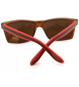 Rectangular Men's Fashion Sunglasses Sporty Casual Rectangular Frame - Brown Red - CB11OGVYVD3 $20.63