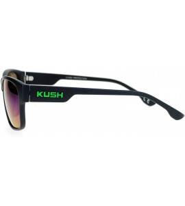 Rectangular Kush Mens Color Mirrored Horn Rim Rectangular Sport Sunglasses - Teal Green - C612N37FA6Z $19.32