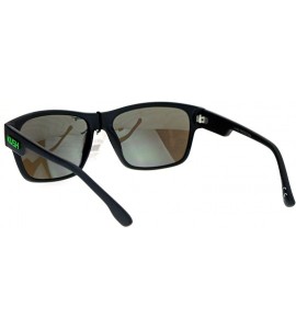 Rectangular Kush Mens Color Mirrored Horn Rim Rectangular Sport Sunglasses - Teal Green - C612N37FA6Z $19.32