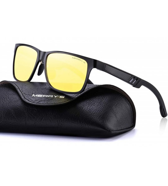 Rectangular 2016 Retro Aluminum Frame Driving Polarized Sunglasses For Men Women S8571 - Yellow - CP12GEN1ERL $38.99