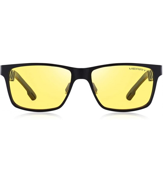 Rectangular 2016 Retro Aluminum Frame Driving Polarized Sunglasses For Men Women S8571 - Yellow - CP12GEN1ERL $38.99