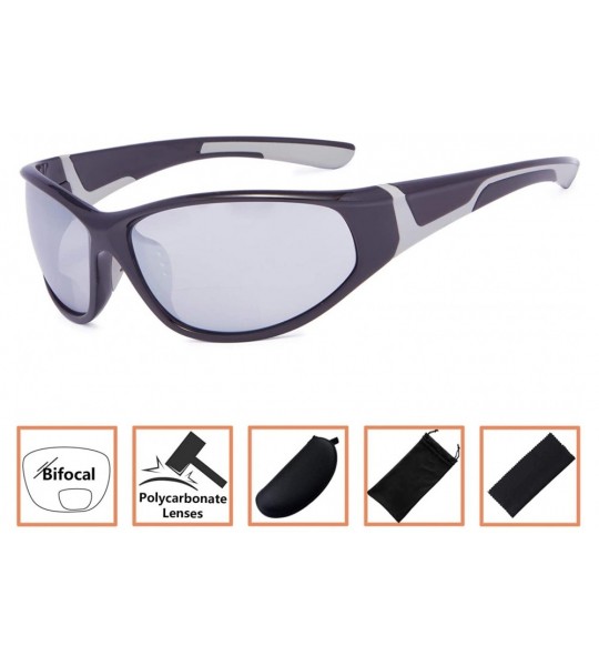 Sport Sports Bifocal Sunglasses UV 400 Protection Reading Sunglasses - Silver-mirror - CC18NEKZK2D $18.83