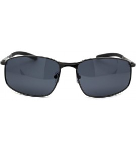 Rectangular Mens Polarized Metal Rim Warp Sport Agent Sunglasses - Gunmetal Black - CZ18XWTC85I $22.37