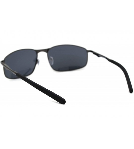 Rectangular Mens Polarized Metal Rim Warp Sport Agent Sunglasses - Gunmetal Black - CZ18XWTC85I $22.37