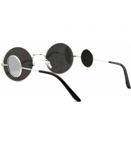 Round Unisex Sunglasses Quad Round Circle Flat Lens Vintage Retro Design Shades - Silver (Silver Mirror) - CV188LNX92D $18.76