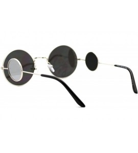 Round Unisex Sunglasses Quad Round Circle Flat Lens Vintage Retro Design Shades - Silver (Silver Mirror) - CV188LNX92D $18.76