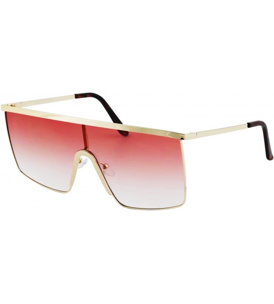 Goggle Oversized Flat Top Square VINTAGE RETRO SHIELD VISOR Style Aviator SUNGLASSES - Pink/Gold - CM18D5CMHTE $25.99