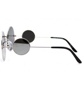 Round Unisex Sunglasses Quad Round Circle Flat Lens Vintage Retro Design Shades - Silver (Silver Mirror) - CV188LNX92D $18.76