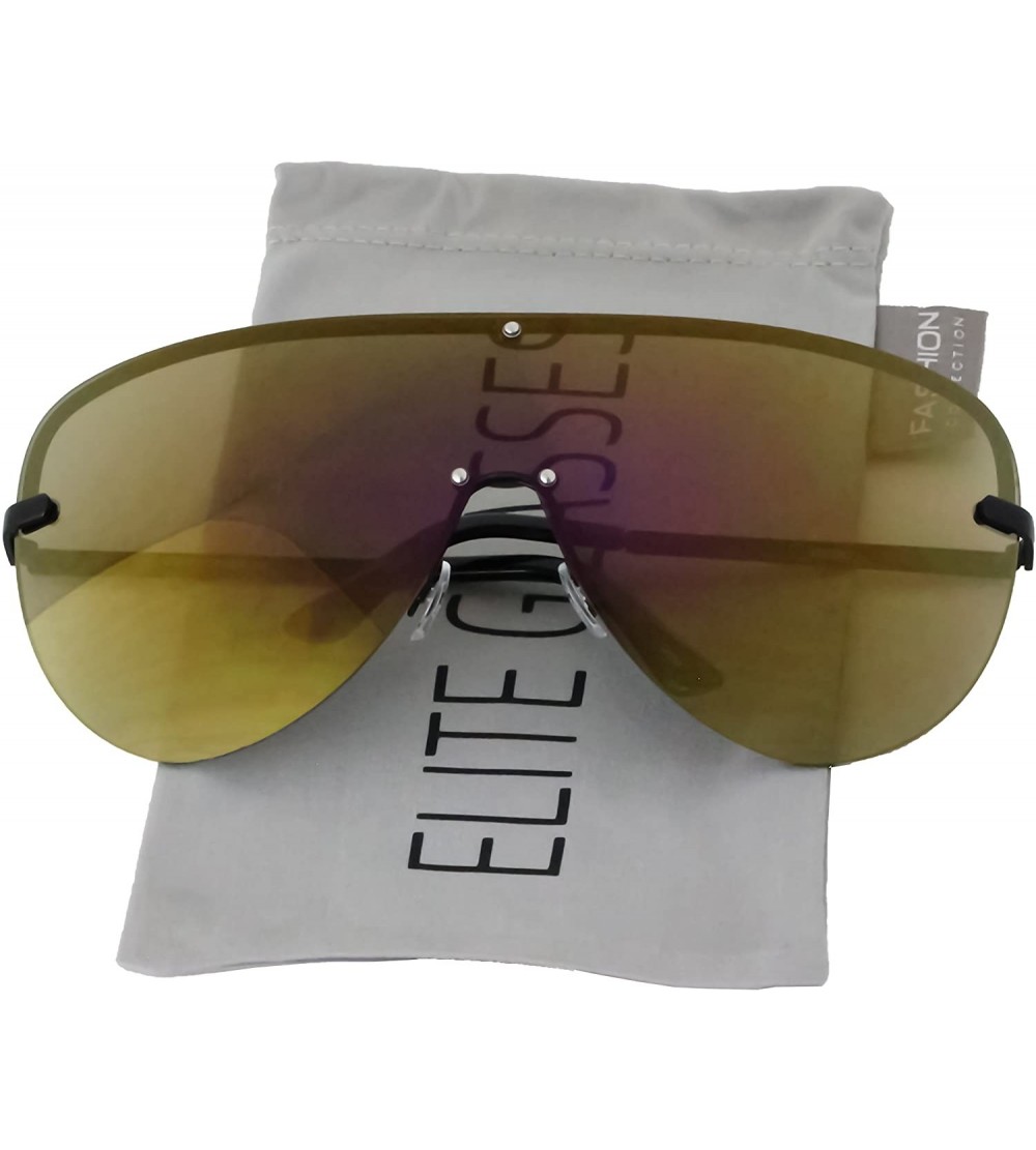 Oversized XXXL OVERSIZED Huge Big MASK SHIELD Half Face Owen Large Sunglasses - Black/Gold Purple - CE18ERX8INQ $19.62