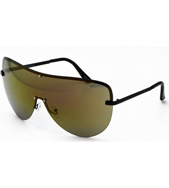 Oversized XXXL OVERSIZED Huge Big MASK SHIELD Half Face Owen Large Sunglasses - Black/Gold Purple - CE18ERX8INQ $19.62