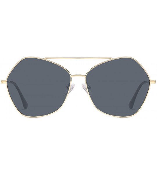 Oversized Polarized Sunglasses for Women Large Ultra Light Hexagonal Glasses NIMBUS SJ1125 - C2 Gold Frame/Grey Lens - CG1932...