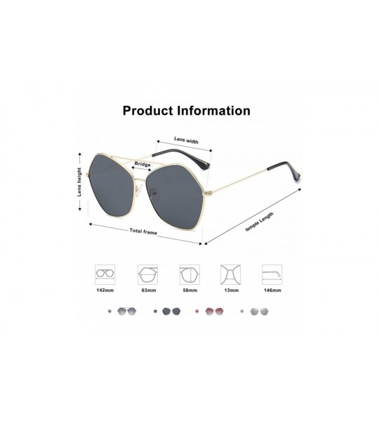 Oversized Polarized Sunglasses for Women Large Ultra Light Hexagonal Glasses NIMBUS SJ1125 - C2 Gold Frame/Grey Lens - CG1932...