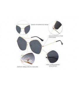 Oversized Polarized Sunglasses for Women Large Ultra Light Hexagonal Glasses NIMBUS SJ1125 - C2 Gold Frame/Grey Lens - CG1932...