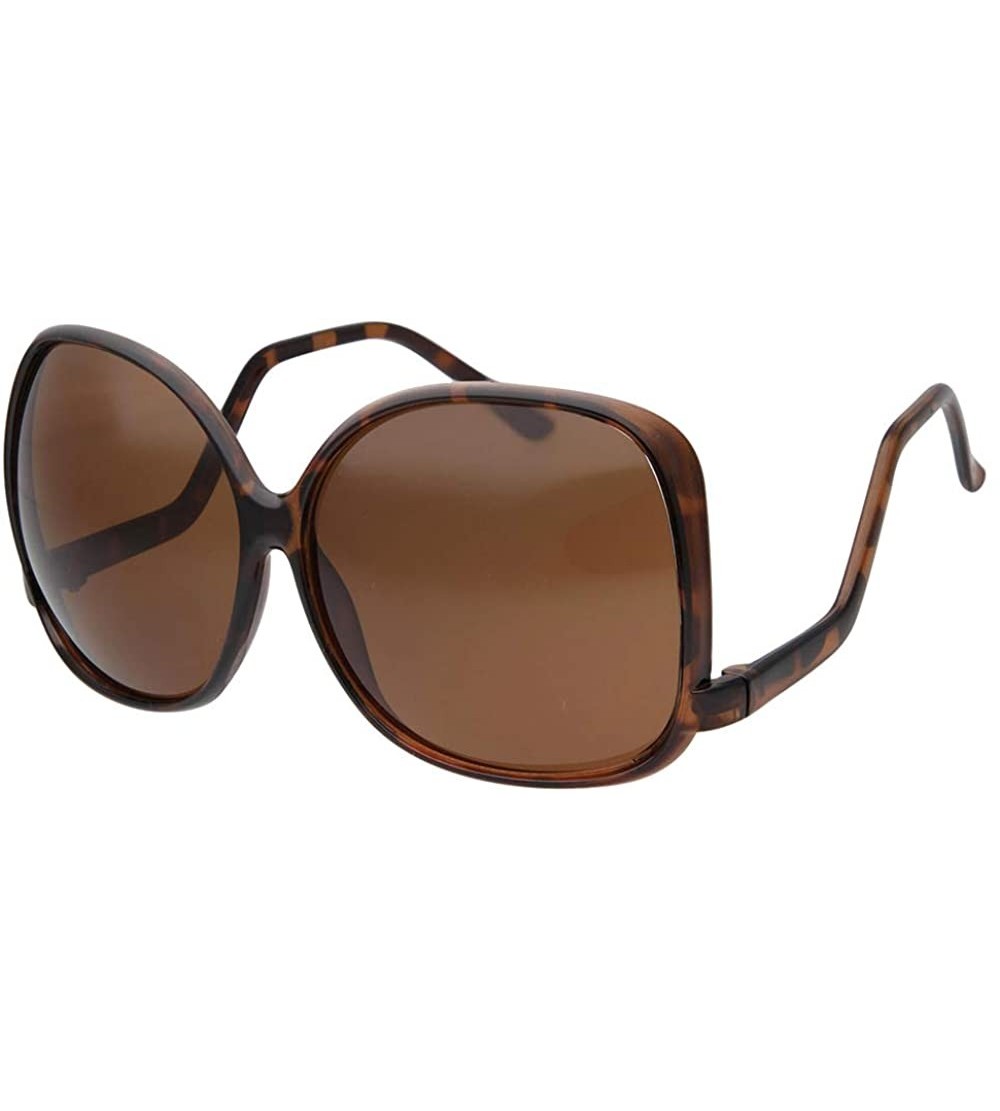 Square Women's Oversized Square Drop Temple Fashion Sunglasses - Tortoise - CC12C4QVUSZ $18.34