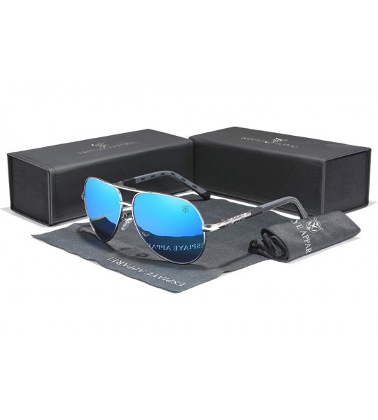 Aviator Genuine aviator sunglasses men fashion polarized UV400 ultra light Al-Mg - Gun/Blue - CV18YLC8RTT $42.49