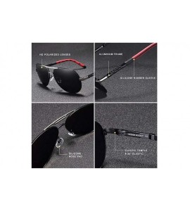 Aviator Genuine aviator sunglasses men fashion polarized UV400 ultra light Al-Mg - Gun/Blue - CV18YLC8RTT $42.49