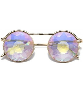 Oval Unisex Kaleidoscope Sunglasses Dance Party EDM Festival Diffraction Matching Party Sunglasses - Gold - CA18N0YSCTI $27.34