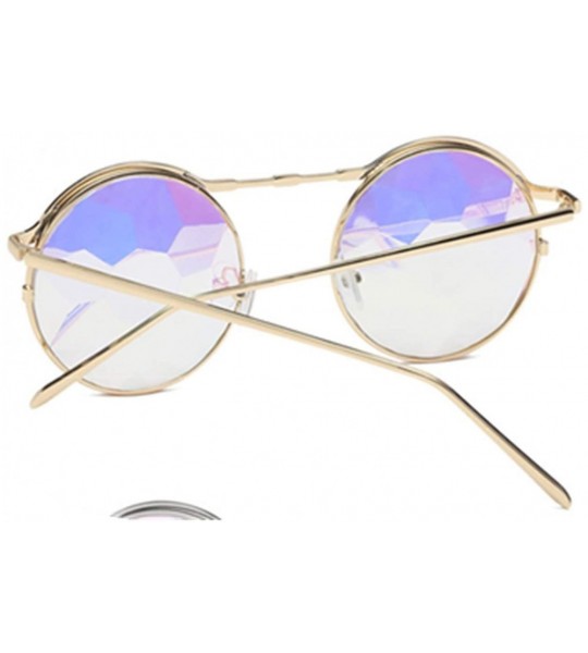 Oval Unisex Kaleidoscope Sunglasses Dance Party EDM Festival Diffraction Matching Party Sunglasses - Gold - CA18N0YSCTI $27.34