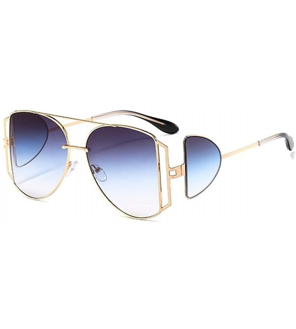 Round Women Metal Big Sunglasses Punk Oversize Shades Men Retro Round Sun Glasses Female Gradient UV400 - CR19034H79M $24.80