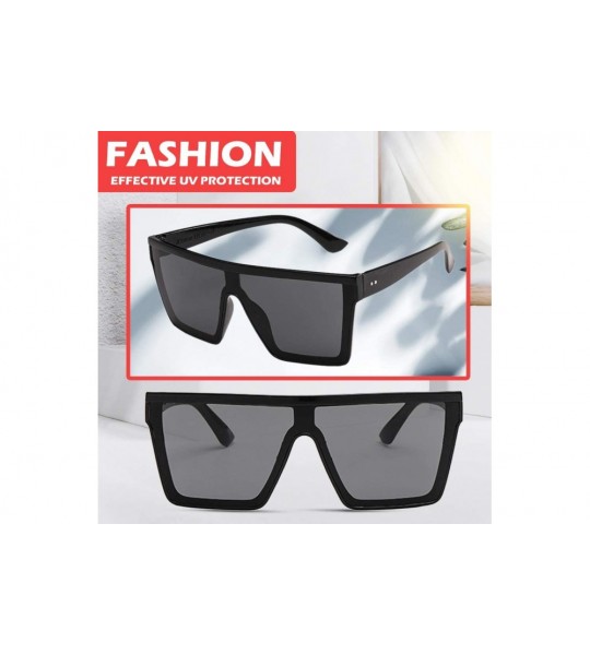 Square Flat Top Square Sunglasses Women Men Shade Big Frame Retro Gradient Eyewear - A - CR190OIG0HO $17.87