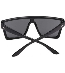 Square Flat Top Square Sunglasses Women Men Shade Big Frame Retro Gradient Eyewear - A - CR190OIG0HO $17.87