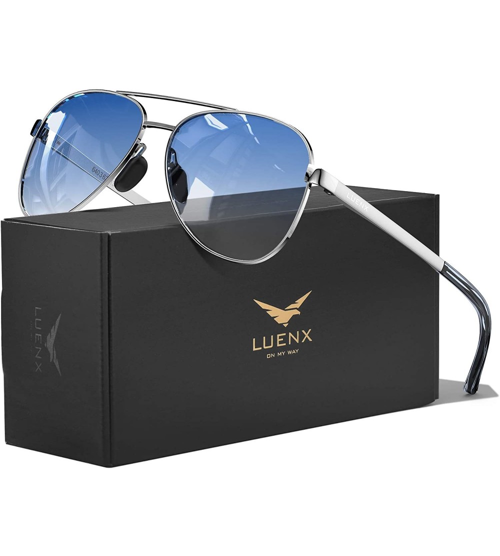 Aviator Aviator Sunglasses for Men Women-Polarized Driving UV 400 Protection with Case - Gradient Blue-a5 - CE192HU3T5Z $31.24