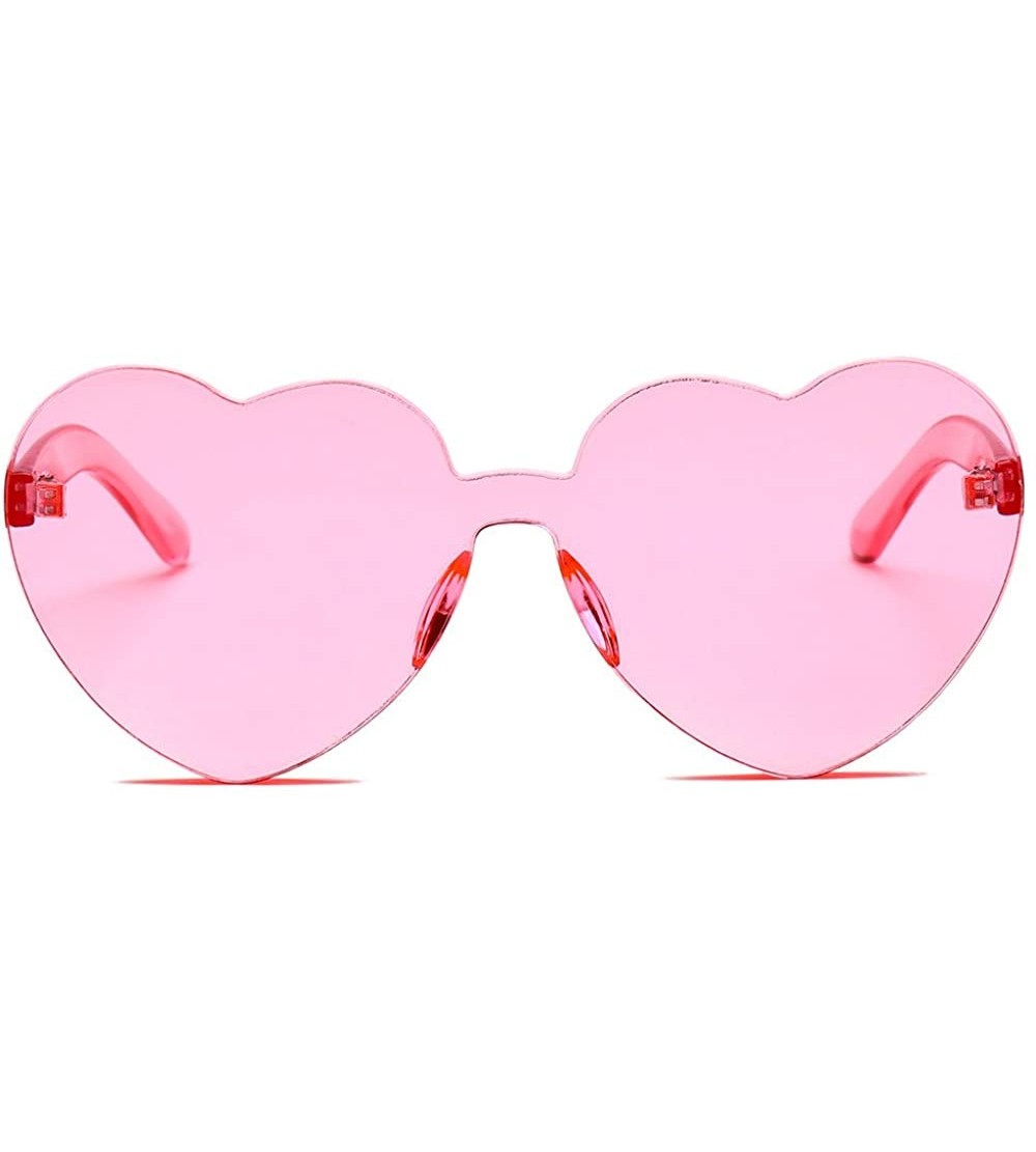 Oversized Women Fashion Heart-Shaped Shades Sunglasses Integrated UV Candy Colored Glasses - B - C0190ODZ8ZD $22.82