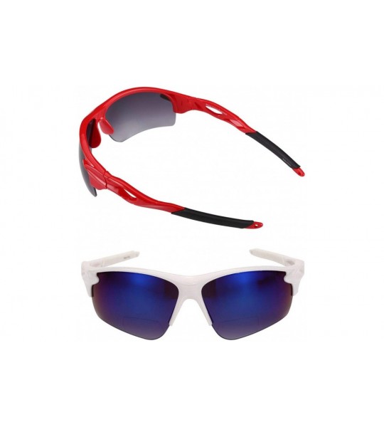 Sport The Athlete" 2 Pair of Precision Sport Wrap Bifocal Unisex Sunglasses - Red and White - C519523M9DG $37.43