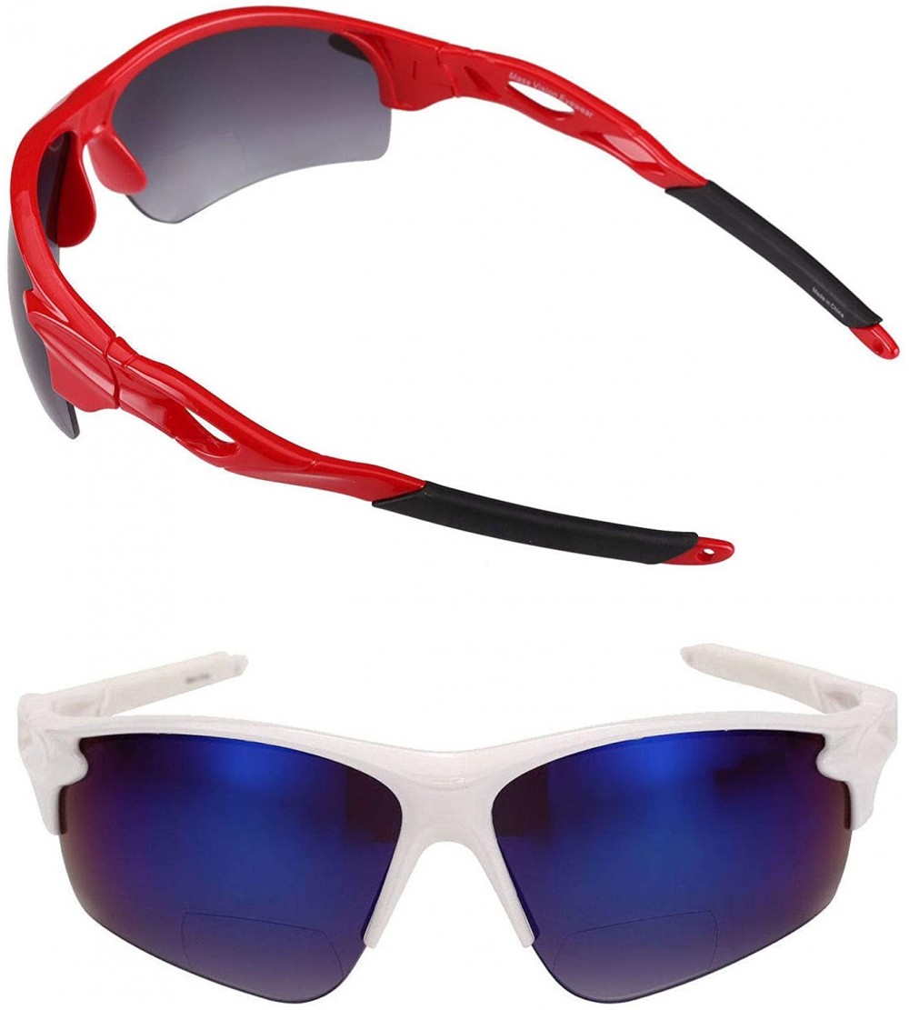 Sport The Athlete" 2 Pair of Precision Sport Wrap Bifocal Unisex Sunglasses - Red and White - C519523M9DG $37.43