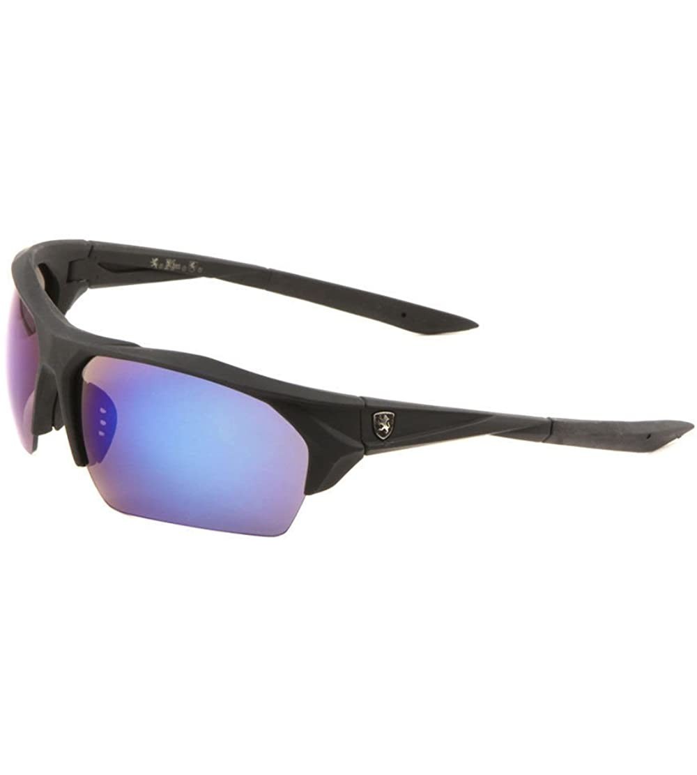 Shield Soft Rubber Semi Rimless Wrap Around Sunglasses - Black Frame - CY18EW3EYY9 $20.52