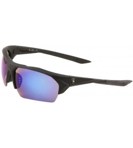 Shield Soft Rubber Semi Rimless Wrap Around Sunglasses - Black Frame - CY18EW3EYY9 $20.52