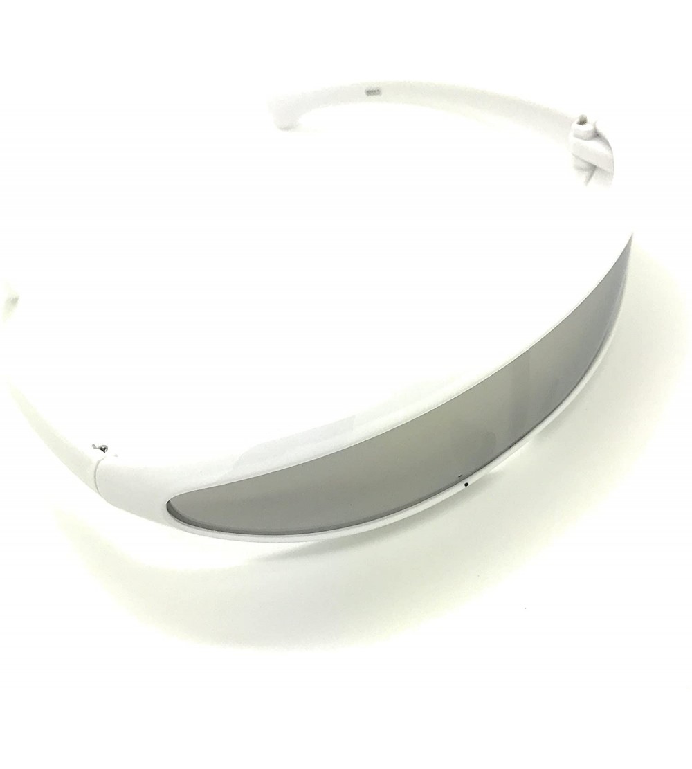 Sport Futuristic Narrow Cyclops Revo Color Mirrored Lens Visor Sunglasses - White Silver - C3189SG3SZ0 $18.23