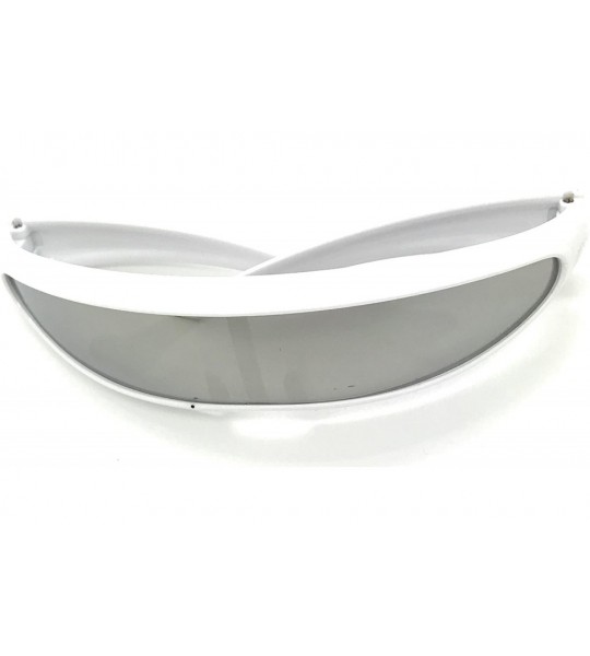 Sport Futuristic Narrow Cyclops Revo Color Mirrored Lens Visor Sunglasses - White Silver - C3189SG3SZ0 $18.23