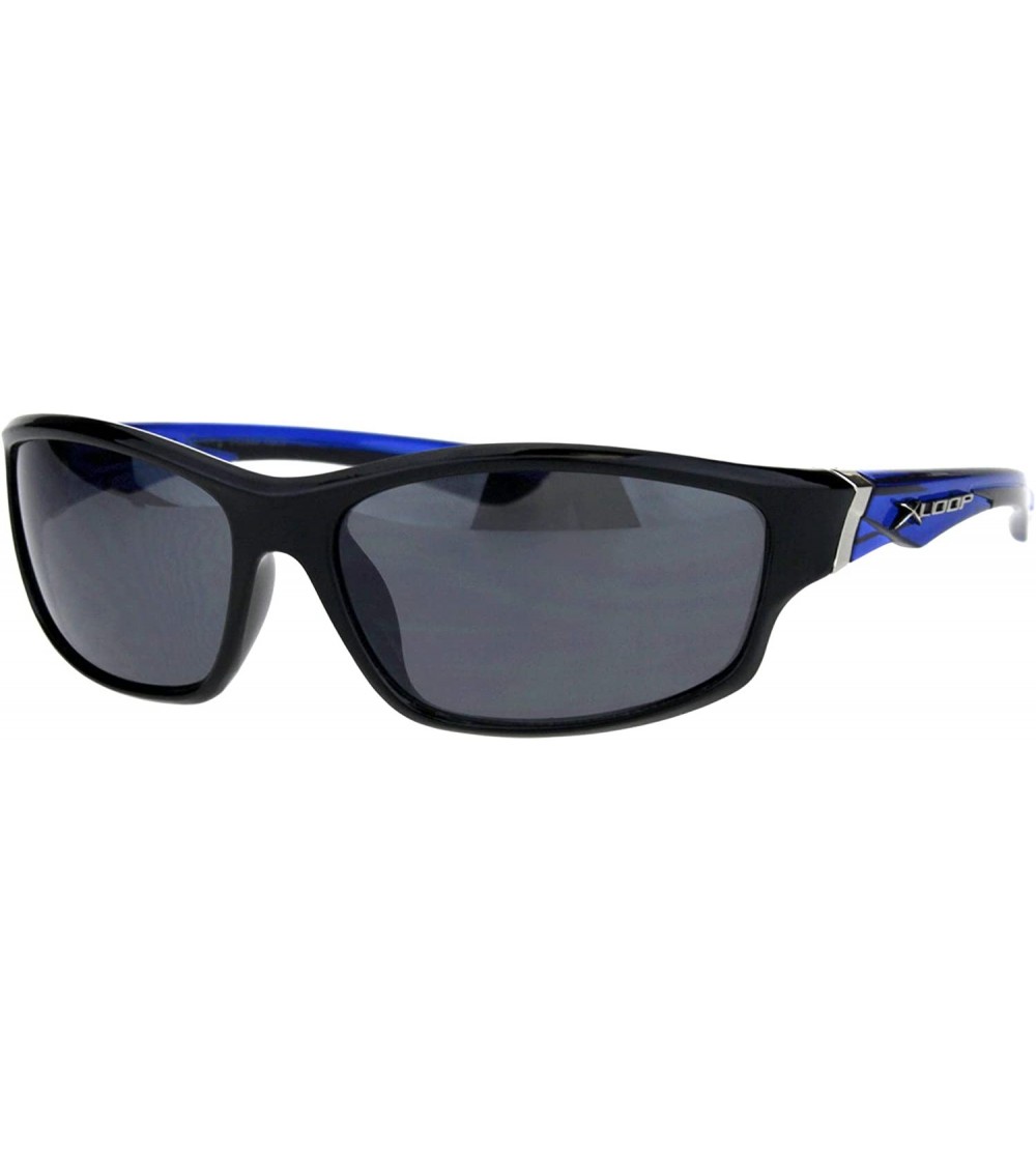 Oval Mens Xloop Sunglasses Oval Wrap Around Sporty Design Shades UV 400 - Black Blue - CO18QWRENSS $20.19