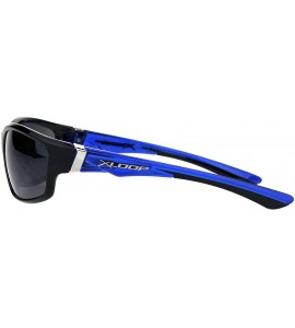 Oval Mens Xloop Sunglasses Oval Wrap Around Sporty Design Shades UV 400 - Black Blue - CO18QWRENSS $20.19