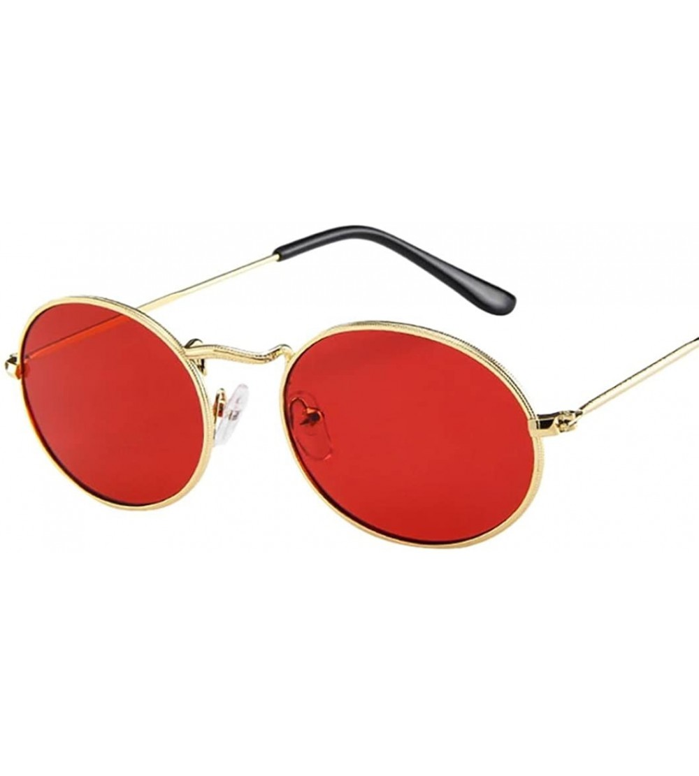Oversized Vintage Retro Oval Ellipse Sunglasses Ellipse Metal Frame Glasses Trendy Fashion Shades - B - C318D3HZ5EQ $16.88