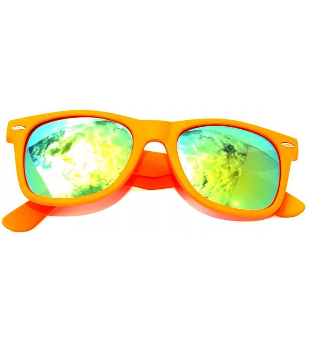 Wayfarer Classic Vintage Style Sunglasses Orange Matte Frame Mirror Lens - CS11NJ199KB $19.02