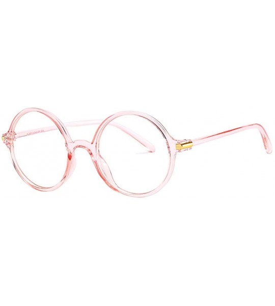 Wrap Fashion Sunglasses - Round Flat Mirror Blue Light Blocking Anti Blue Ray Glasses - Pink - CI18QQGAIM9 $18.13